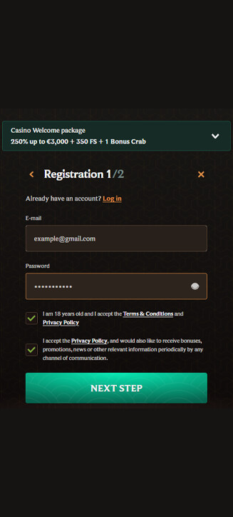 Processus d'inscription de CrownPlay sur mobile Processus d'inscription de CrownPlay sur mobile