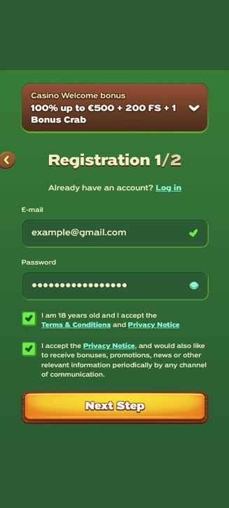 Processus d'inscription de Greenluck sur mobile Processus d'inscription de Greenluck sur mobile